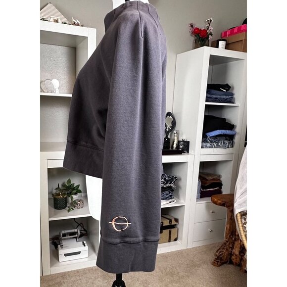 Free people Womens Cropped Sweatshirt Sz M The Class Shanti Top Raglan Sleeves - Picture 3 of 10